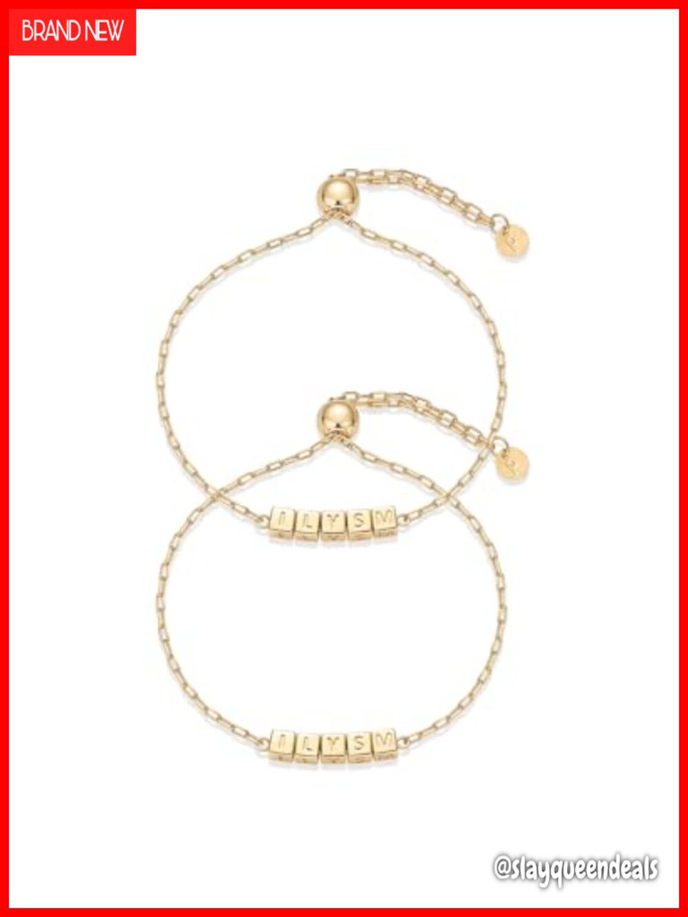 14K Gold Plated Friendship Bracelets Adjustable BFF Set of 2
